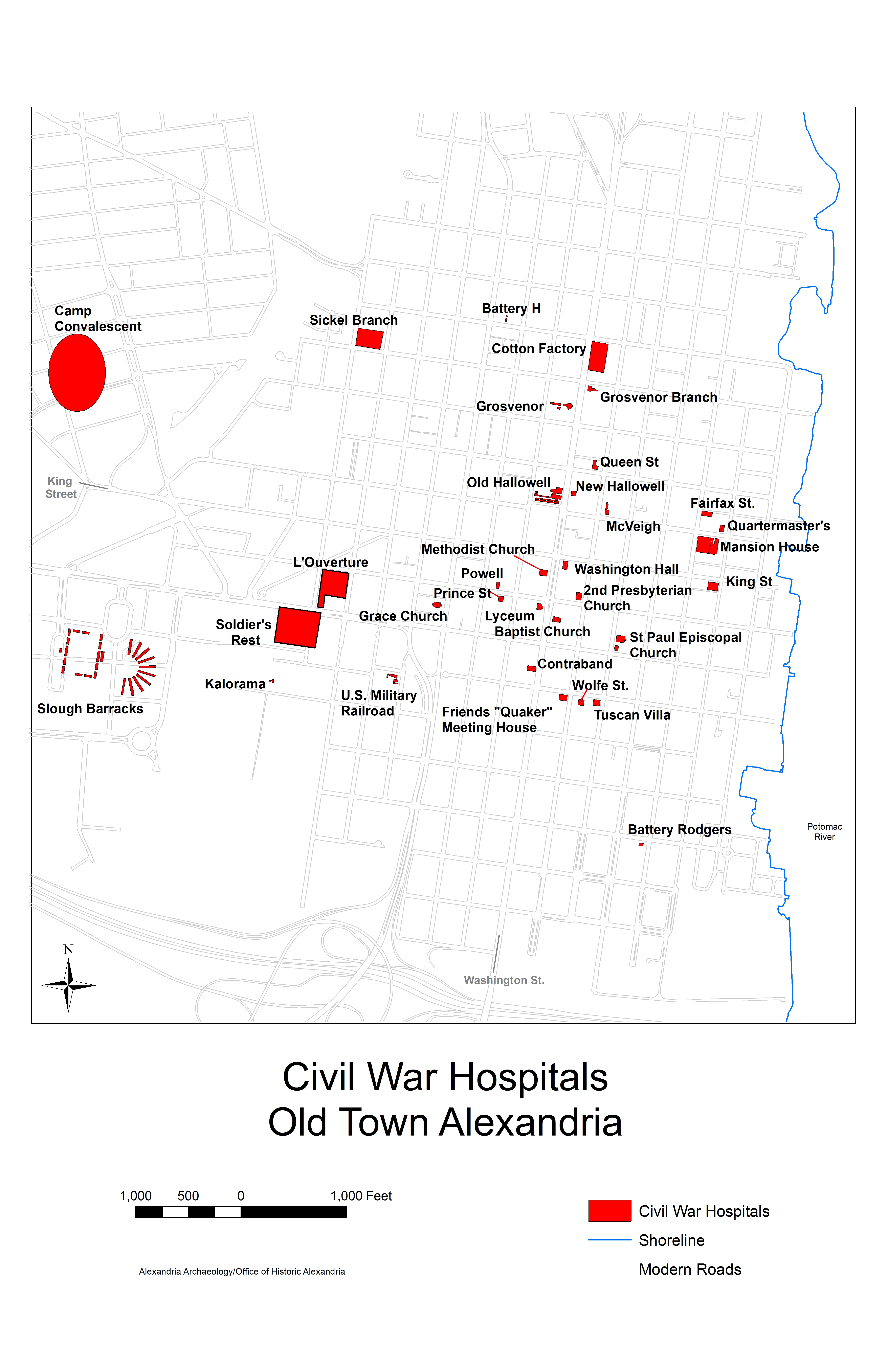 Civil War Hospitals Map, Old Town