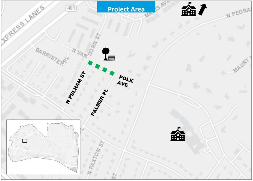 Map of Polk Avenue Sidewalk Project Area
