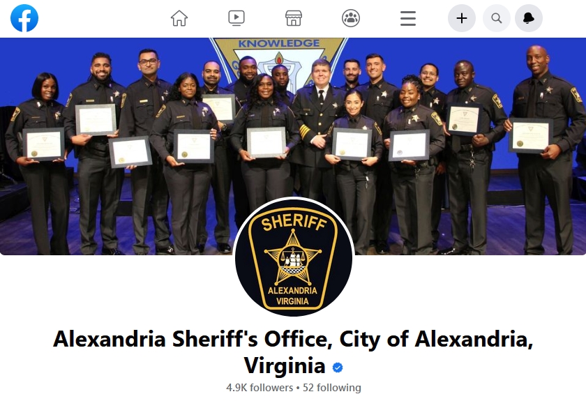 snapshot of Sheriff's Office Facebook page showing patch logo with sheriff's star in center and uniformed personnel holding certificates in background