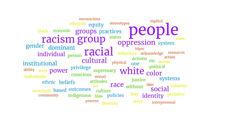 word cloud of terms found on RASE definitions