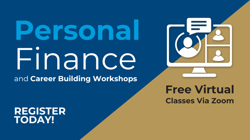 Card image in the style of the Personal Finance and Career Building Workshops flyer