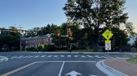 A photo of the new pavement markings at King/Callahan/Russell
