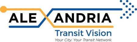 Logo "Alexandria Transit Vision: Your City, Your Transit Network" (blue and yellow arrows intersection with words)