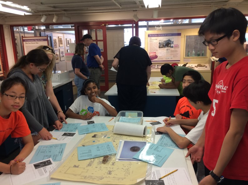 Students participating in an Adventure Lesson at the Alexandria Archaeology Museum