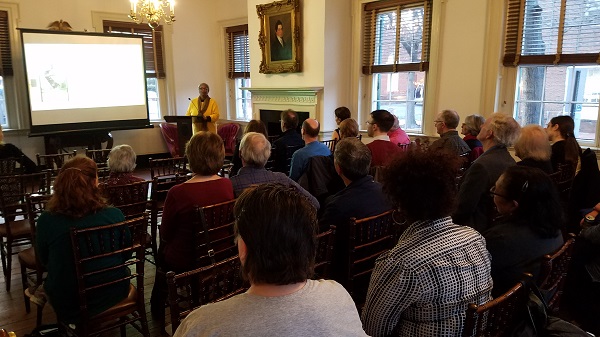 Char Bah presents a lecture at the Lloyd House