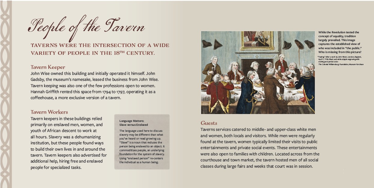 Gadsby's Tavern exhibit panel, People of the Tavern