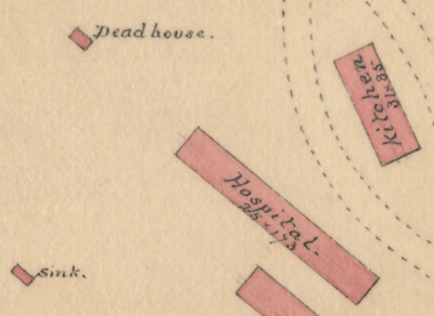 The second Camp Convalescent, detail of hospital building, Quartermaster map