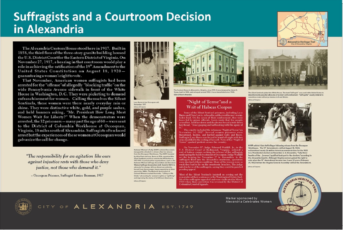 Trail Sign: Suffragists and a Courtroom Decision in Alexandria