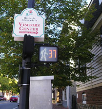 A photo of a countdown signal, which shows pedestrians how much time they have to safely cross a street