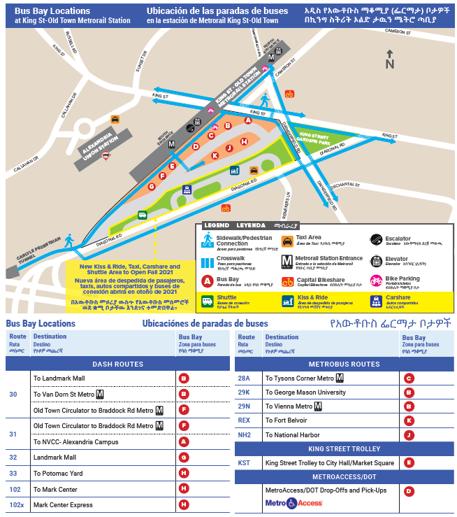 Map of the new bus bays at the King Street Metro version; click "download" link below for accessible PDF version