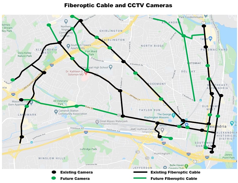 Alexandria Fiberoptic Cable and CCTV camera map