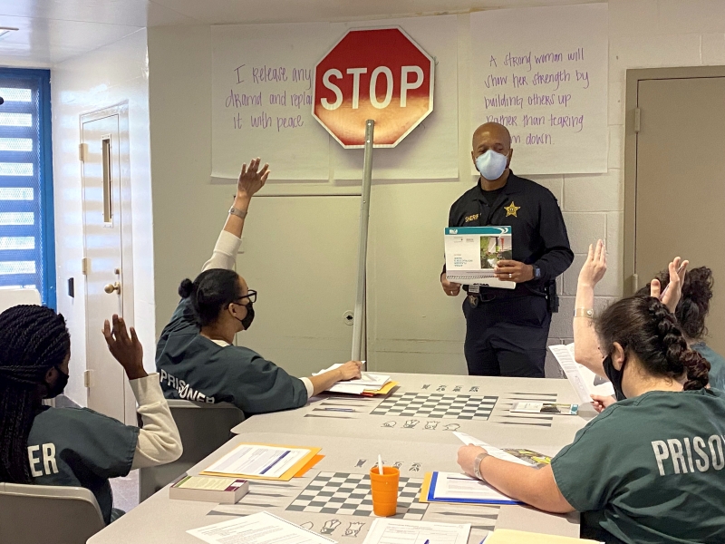 deputy teaches inmates traffic flagging