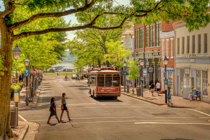 Visit Alexandria photo of the 100 block of King Street in Old Town