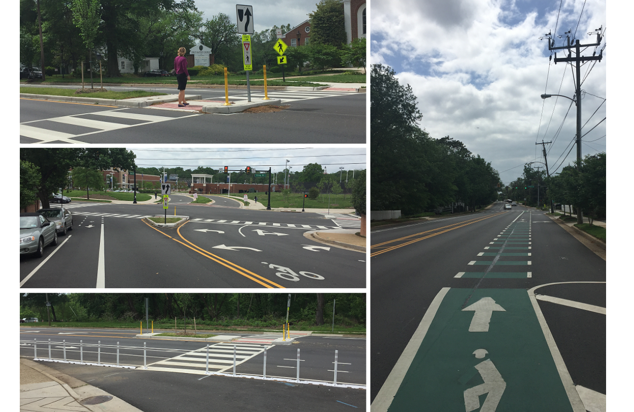 Photo of the completed King Street improvements, including bike lanes and crosswalks