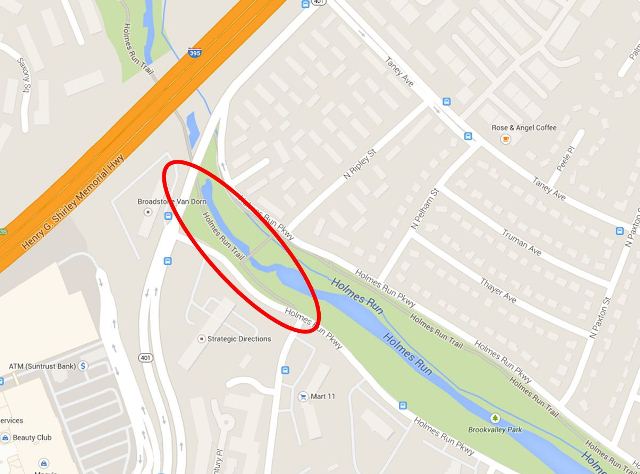 Map of Holmes Run Trail project area