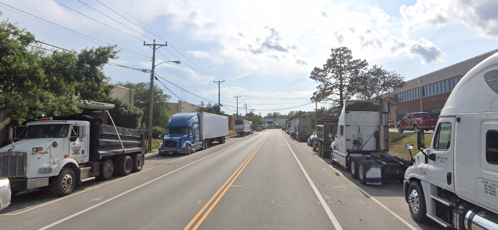 Photo of heavy trucks parked on Pickett St in Alexandria