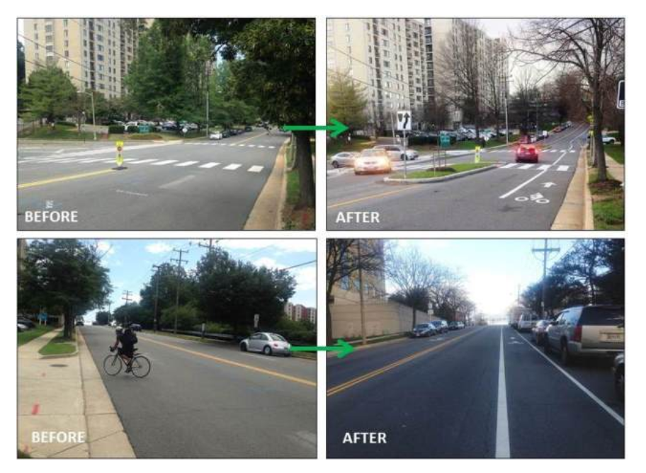 Photos of bike ped improvements on Stevenson and Yoakum on the West End of Alexandria
