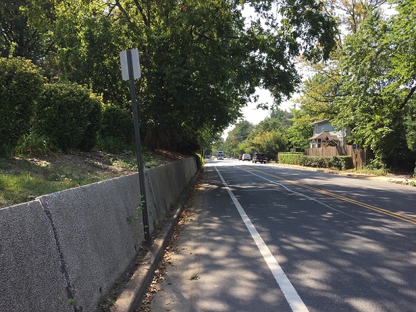 Picture of a street shoulder before sidewalk added