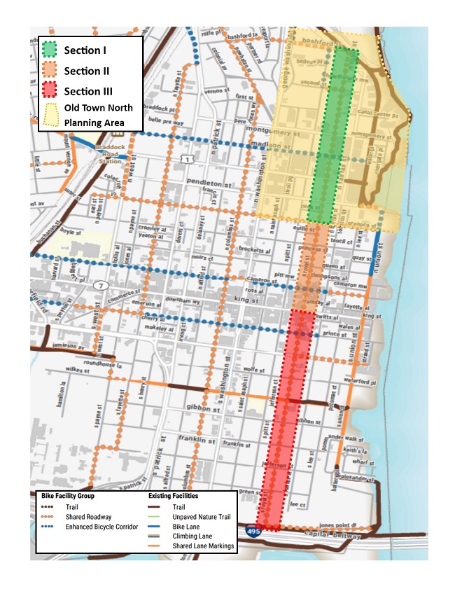 Map of Royal Street Neighborhood Bikeway project area, please see text paragraph above image for explanation of project's geographic boundaries