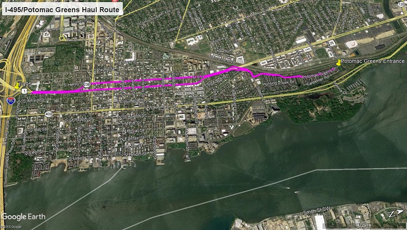 Potomac Yard Metrorail Station Construction Haul Route: I-495 Potomac Greens