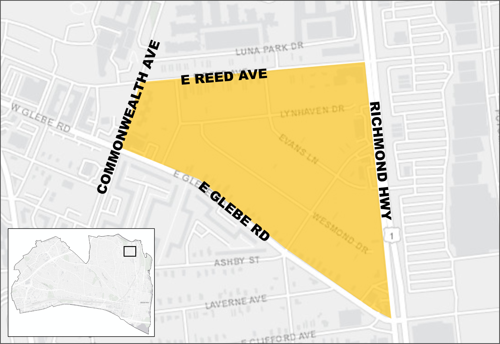 Project Area Map for the Lynhaven Slow Zone Project