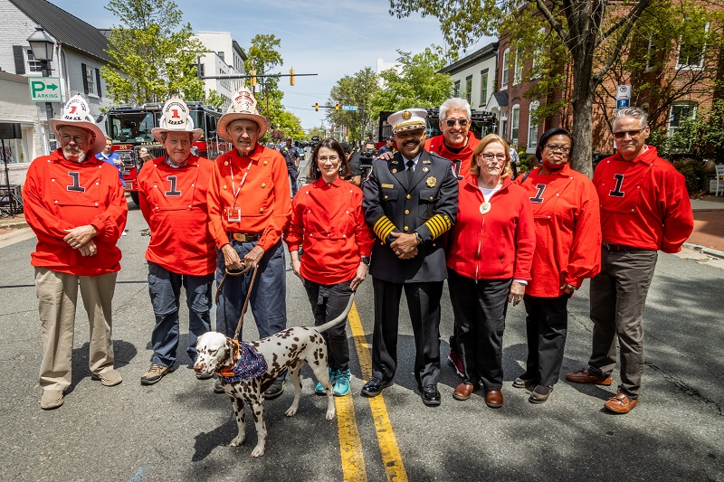 Members of FVFEA, Chief Smedley, and dalmation
