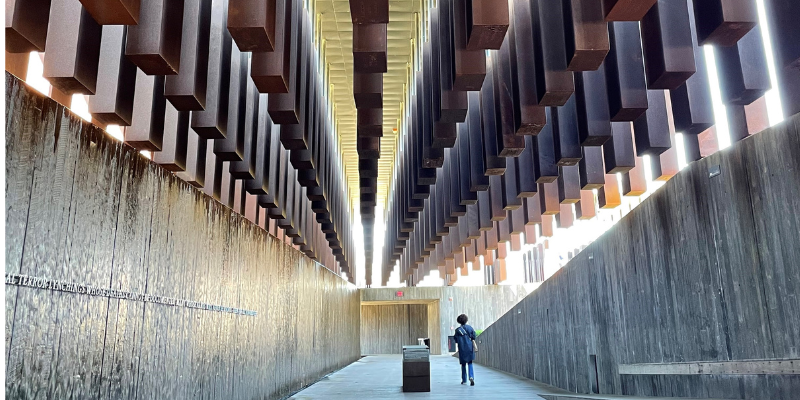 Hall of pillars at the EJI museum