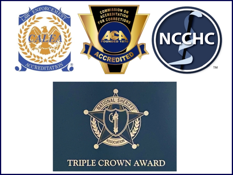 graphic showing four different designs related to corrections and law enforcement accreditation