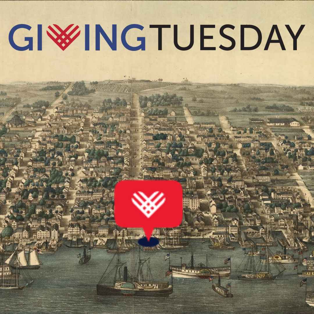 Giving Tuesday logo with Bird's Eye View of Alexandria