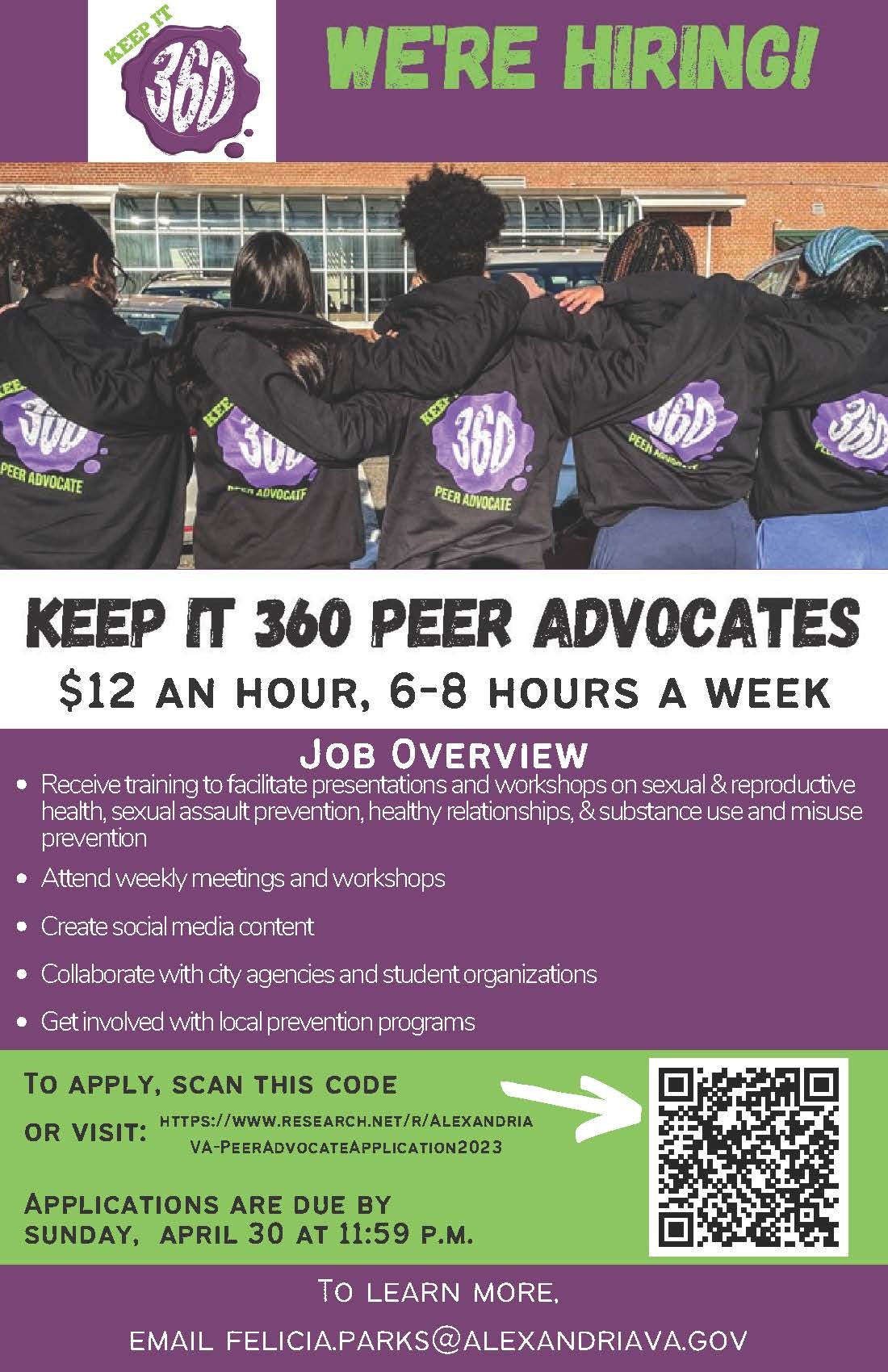 Flyer for Keep It 360 Peer Advocate program