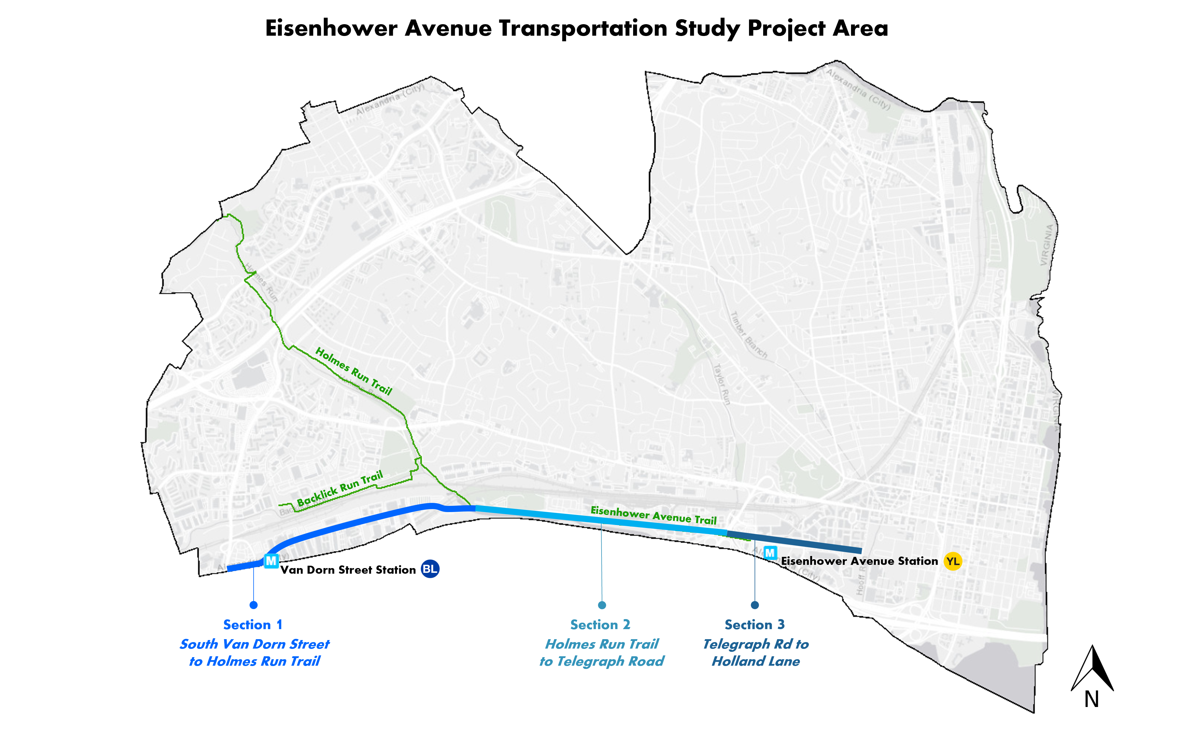 Map of the Eisenhower Avenue Transportation Study Area