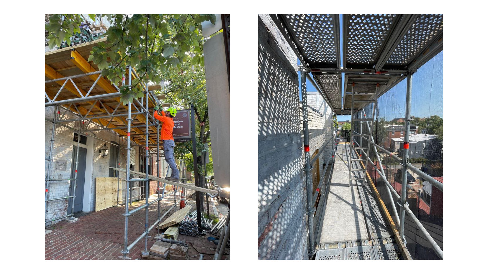 scaffolding on 1315 Duke Street, two images