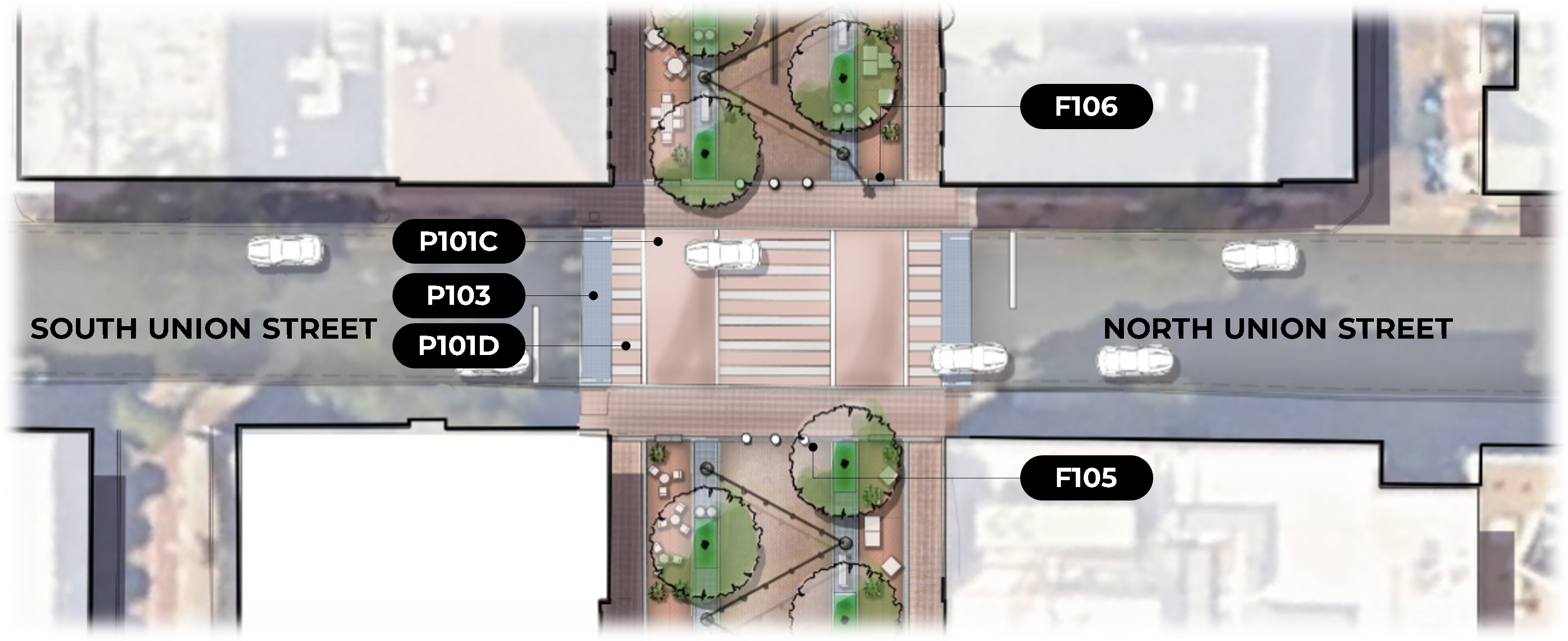 Rendering map of the King-Union intersection with components numbered.