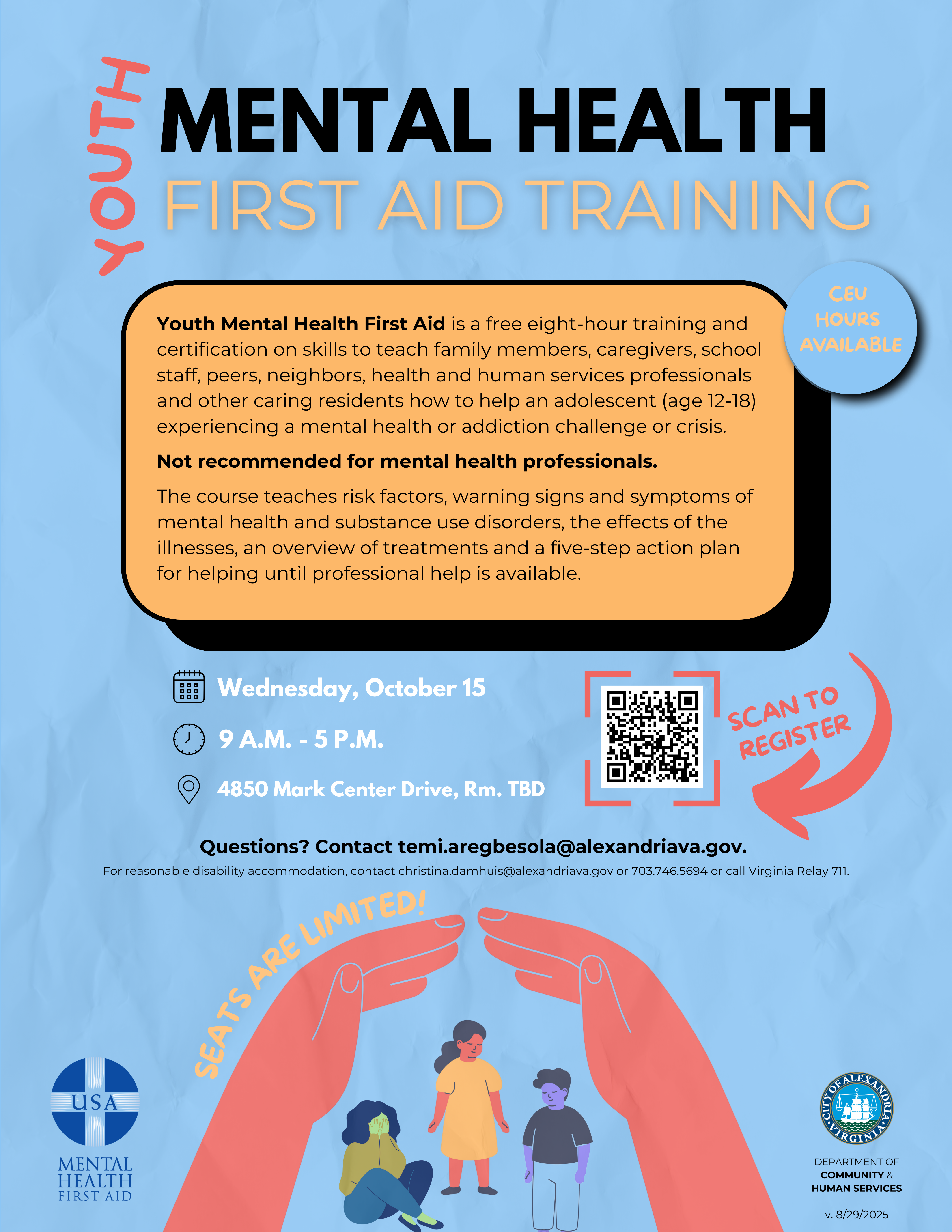 flyer for mental health first aid training