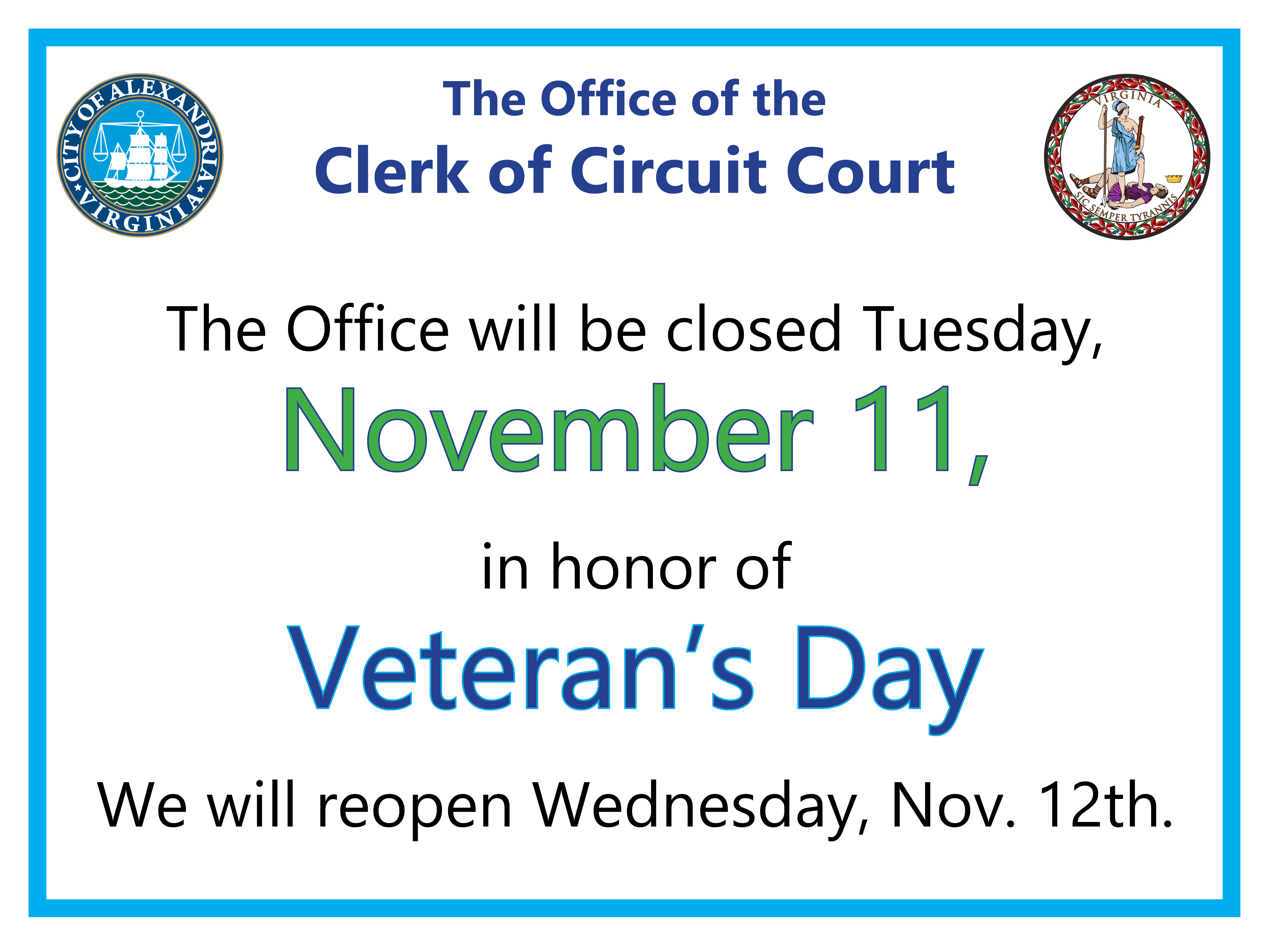 Veterans Day Closure