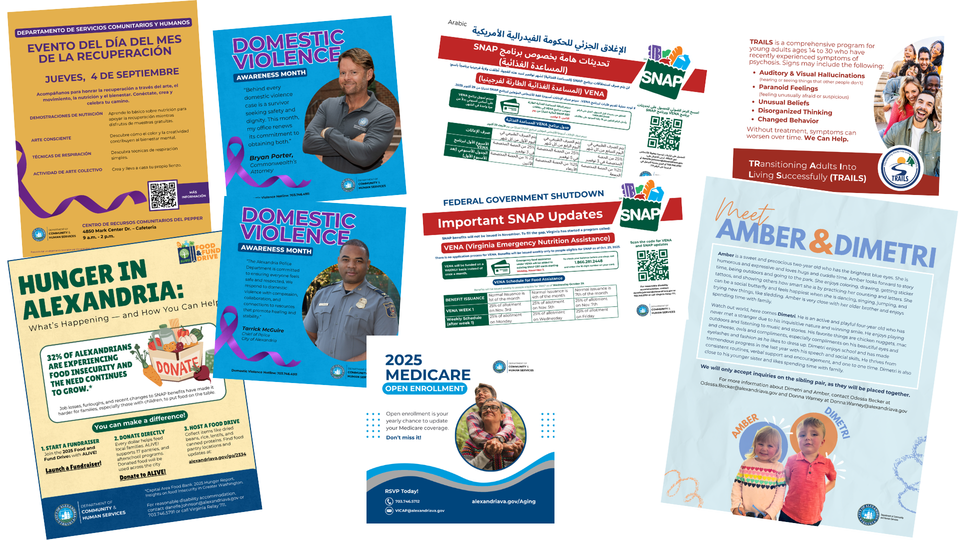 Spread of graphics created by the DCHS Comms team in FY25