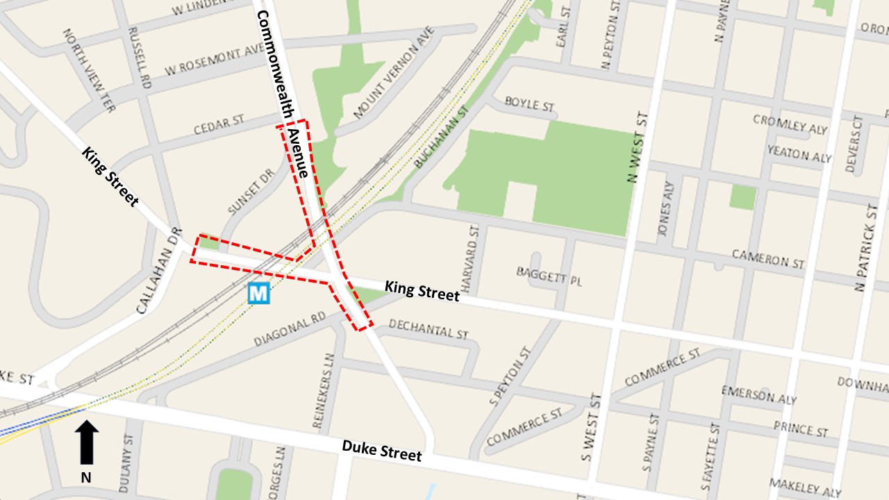Context map showing the King & Commonwealth Streetscape project area.