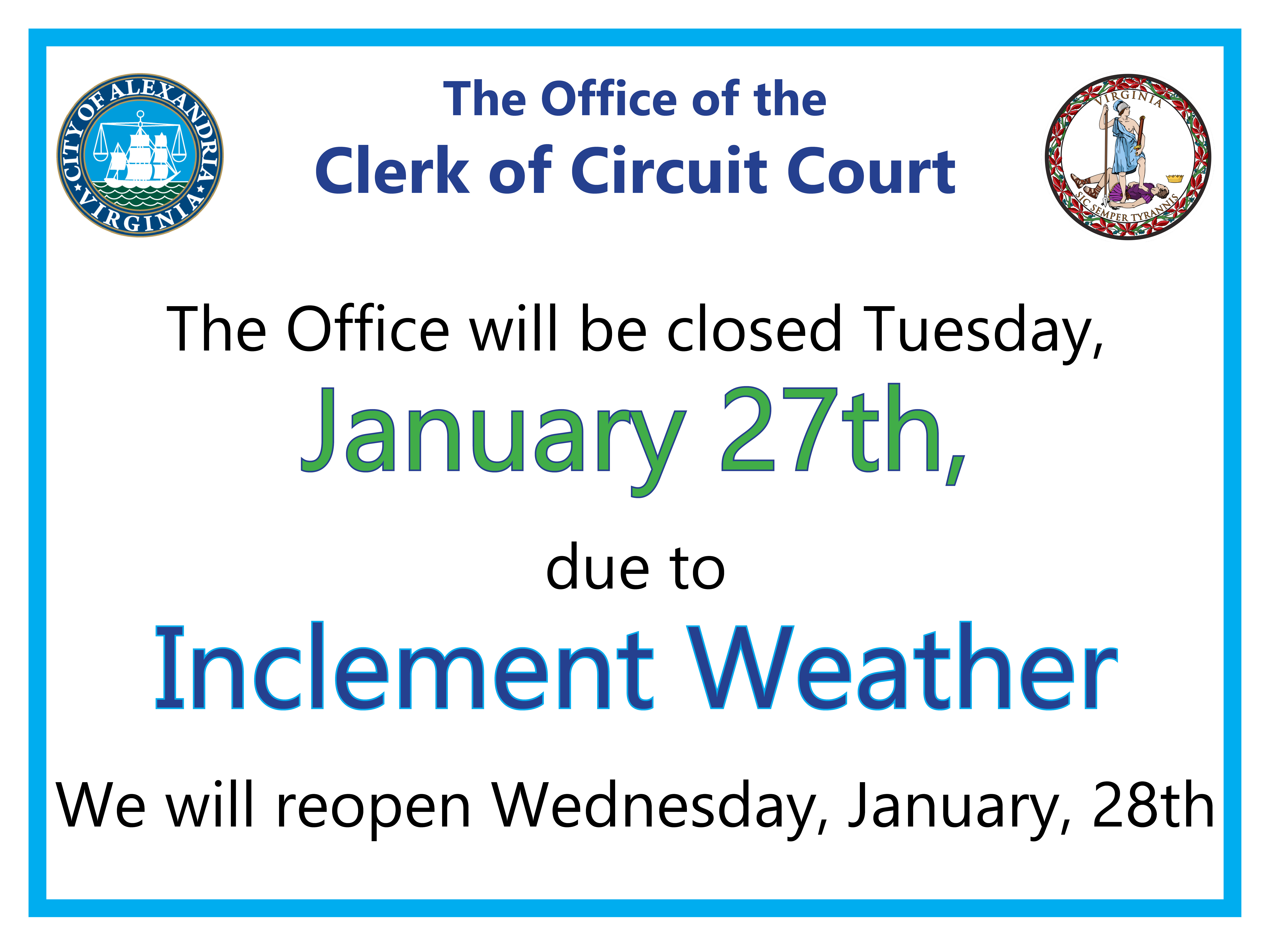 Weather Closure 1.27.26