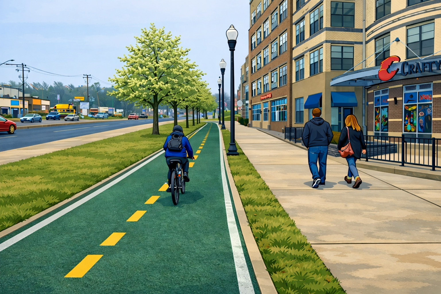 Graphical rendering of Concept 1 north of South Pickett Street