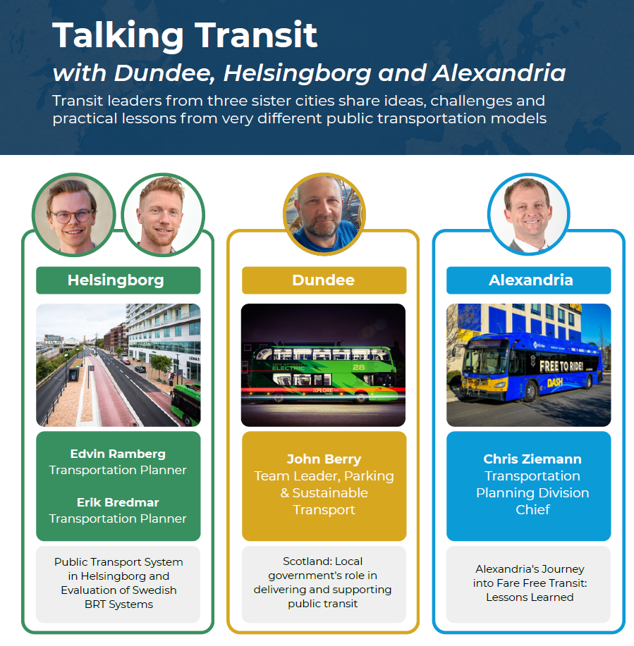 Transit leaders from three sister cities share ideas, challenges, and practical lessons from very different transportation models.