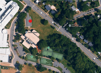 Map of the Chinquapin Park Recreation Center parking lot and Taylor Run