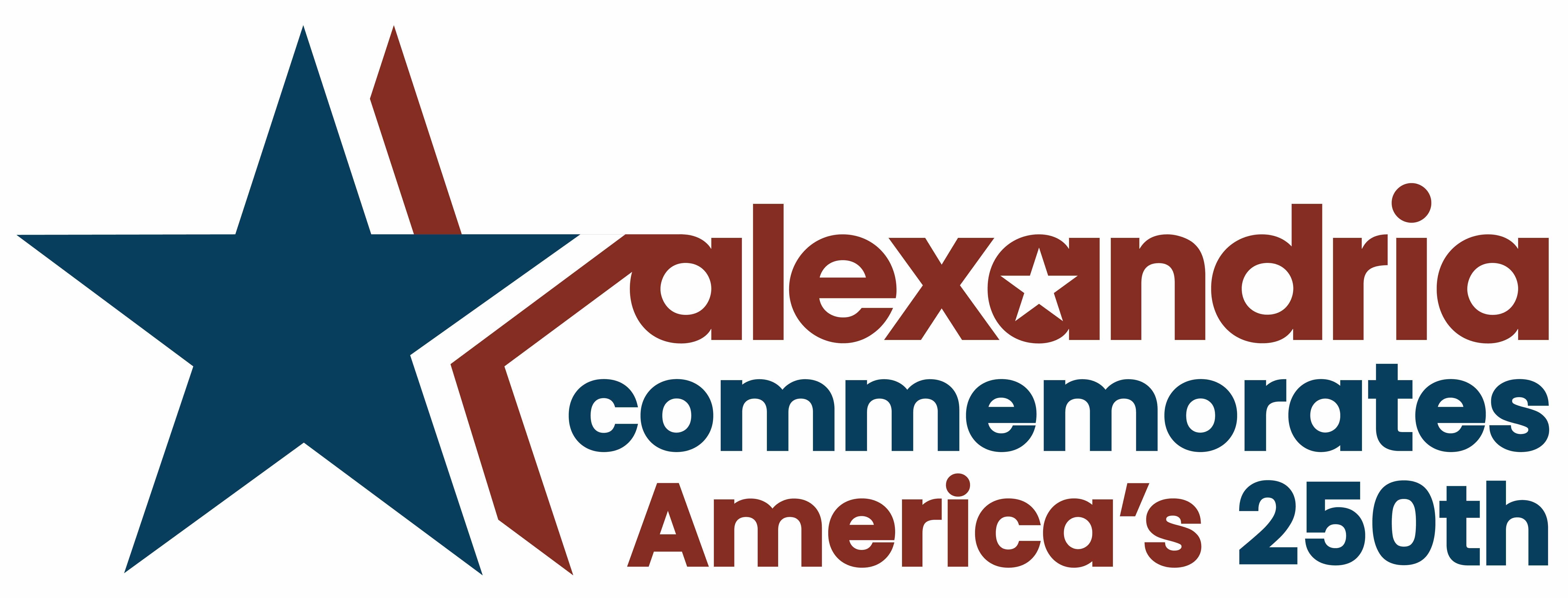 Alexandria commemorates America's 250th, in red and blue with five-pointed star