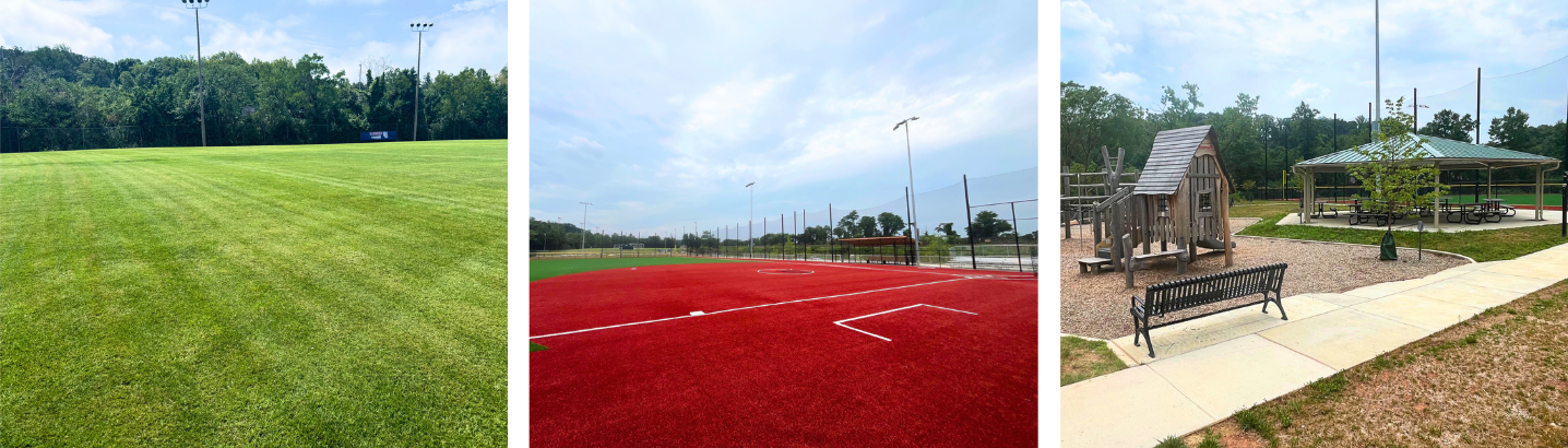 Three image blocks of the renovations at Joseph Hensley park