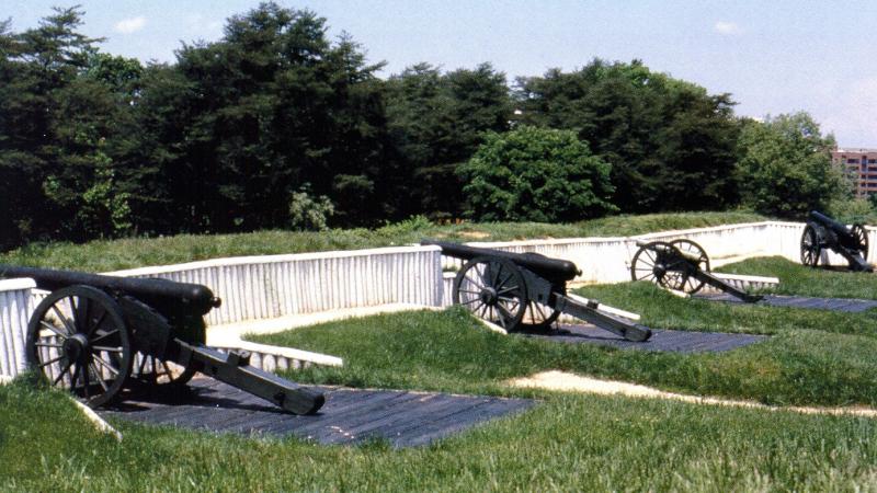 Fort Ward's restored north bastion, with canons