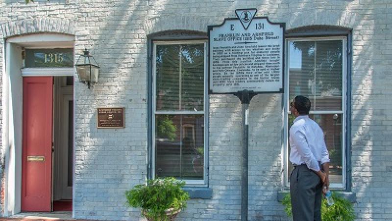 Freedom House Museum with historic marker (credit, R. Kennedy for Visit Alexandria)