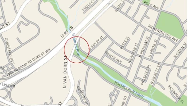 Area map of Van Dorn over Holmes Run Bridge Repair Project Location