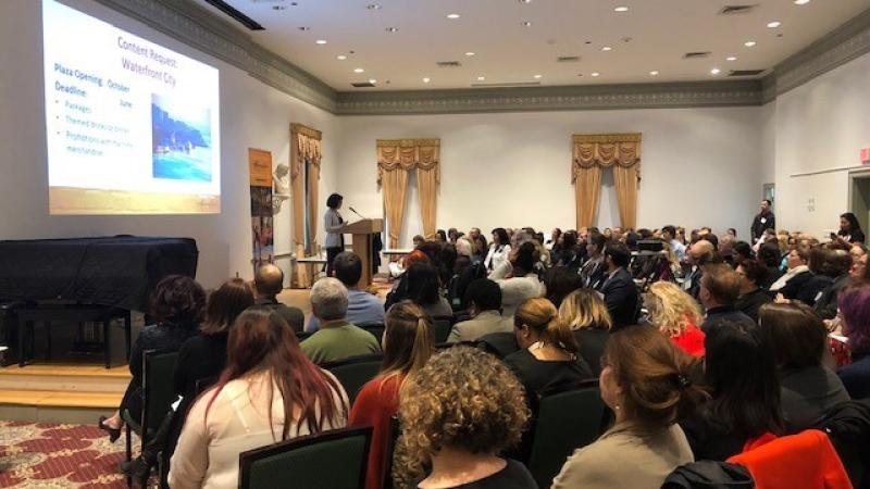 Guests attend a lecture in 2018