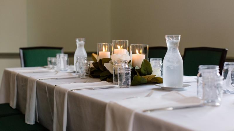 Reception table set for dinner in 2018