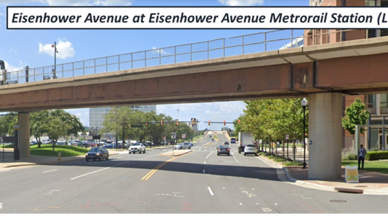 Eisenhower Ave. Metro Enhanced Pedestrian Crossing - Pre-Construction Street View Facing West