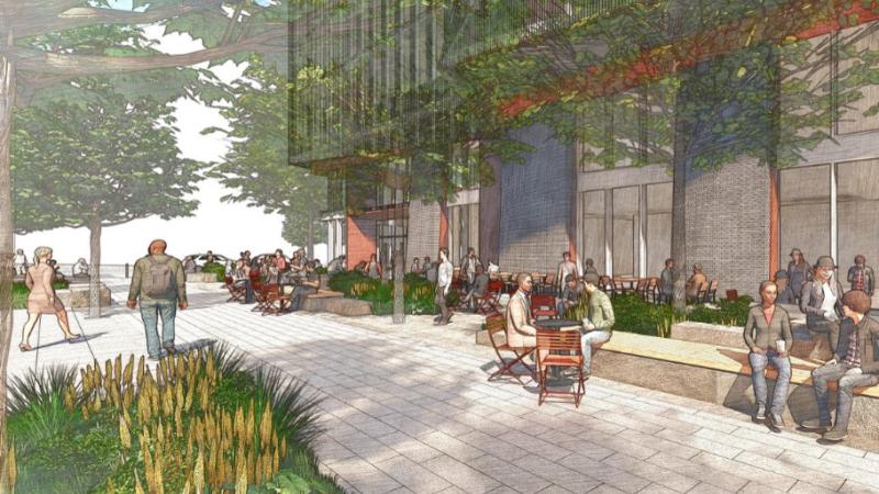 Rendering of urban open space in North Potomac Yard